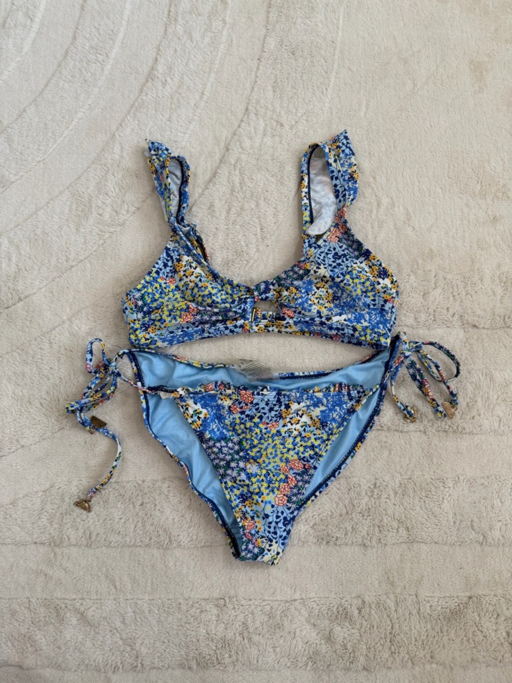 C&C California Blue Floral Tie-Side Bikini